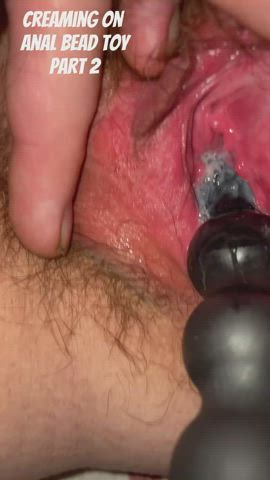 Wifey whimpering as she creams on anal bead toy
