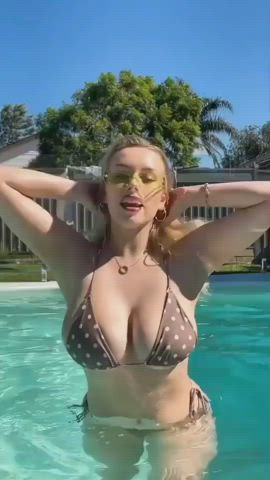 Bikini Blonde Dancing Pool clip