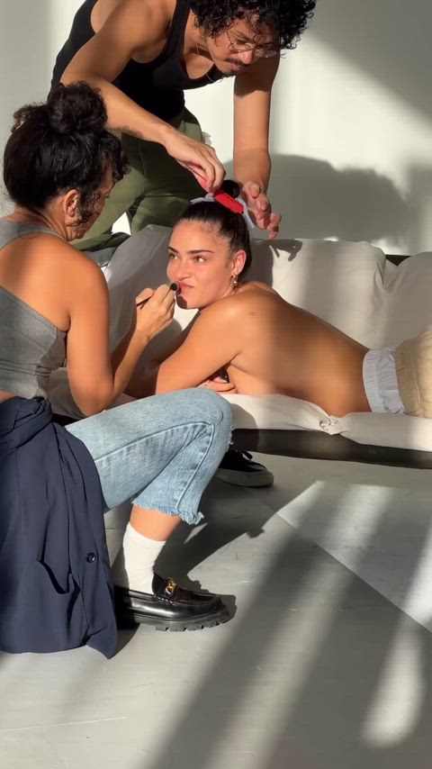 celebrity photoshoot topless clip