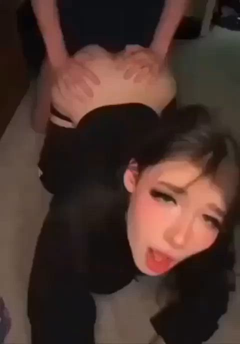 ahegao doggystyle hair pulling clip