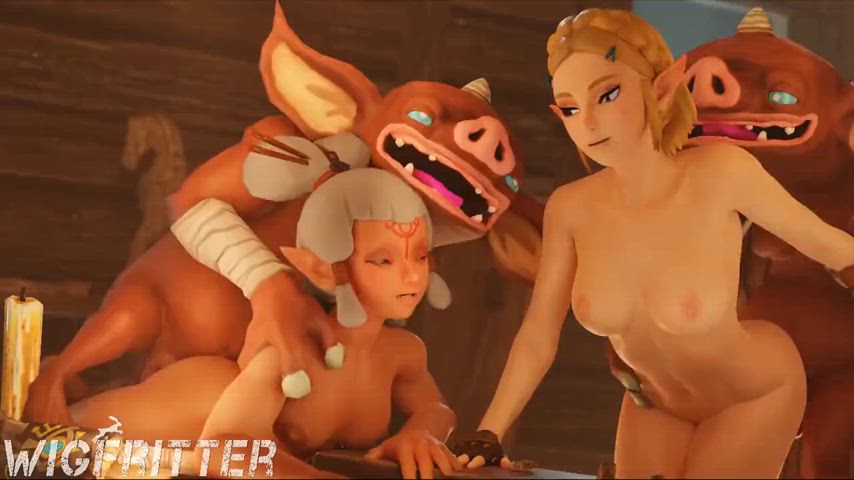 animation doggystyle elf fantasy group group sex monster monster cock princess zelda