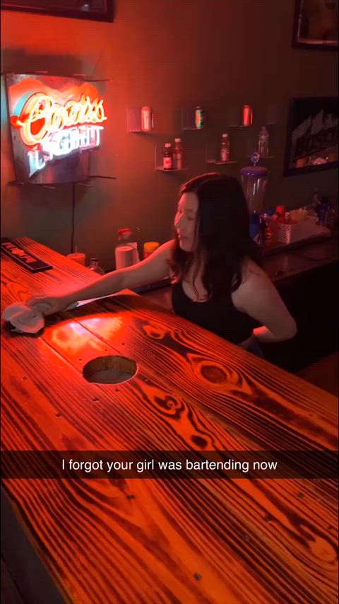 Your friends love visiting your girlfriend at her bartending job.