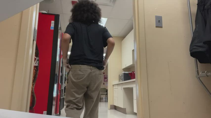 Playing with my dick In the workers breakroom.