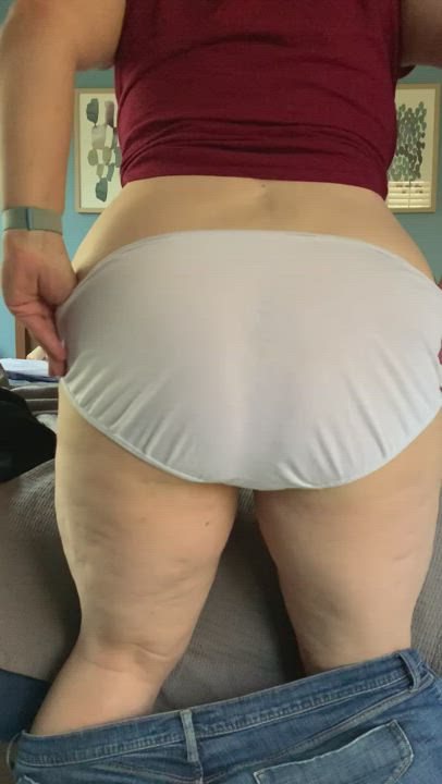 White cotton panties are cute and comfy and peel off nicely