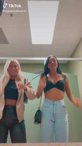 bathroom college dancing teen tiktok clip