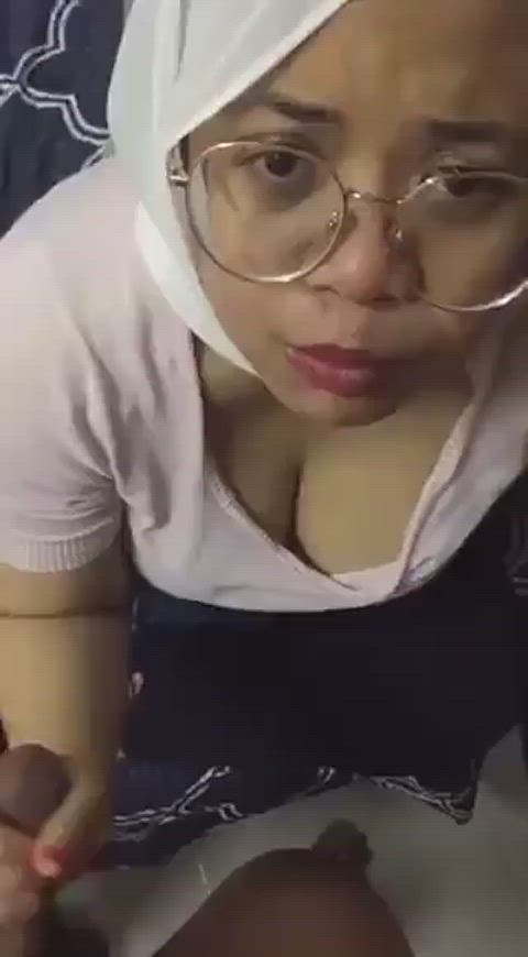 Amateur Asian Big Tits Blowjob Hijab Homemade MILF Muslim Tits Porn GIF by bhabhichod
