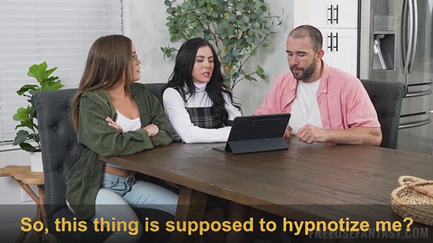 Testing their Hypno App on their Roommate [Caption Gif]