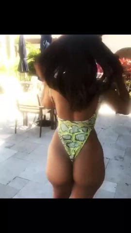 Amazing ass in one piece thong suit