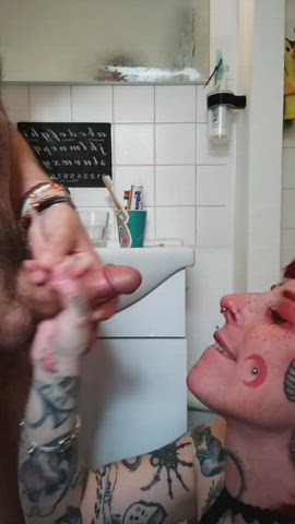 cum facial happy ending swallowing tattoo thick cock clip