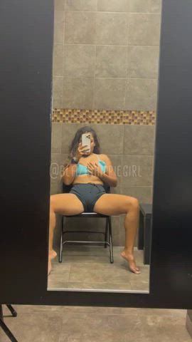 brunette changing room curly hair hispanic latina legs mirror onlyfans selfie clip