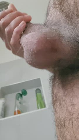 balls cock jiggle jiggling male masturbation pubic hair clip