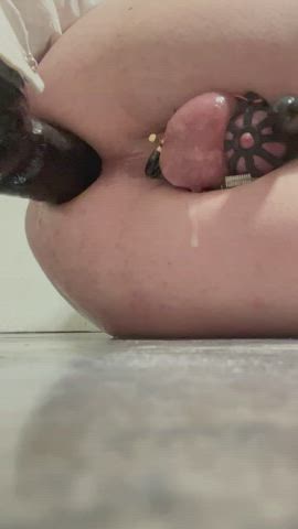 Sissy in chastity cumming hands free from big bbc dildo. Leave me a comment about