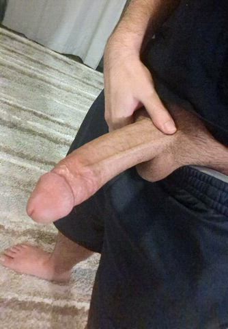 Teasing and stroking my thick cock on a Friday night in