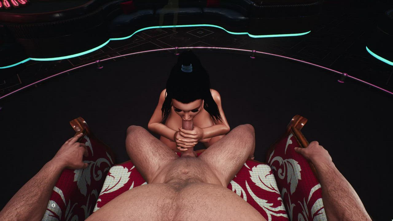 3D Big Dick Big Tits Blowjob Brunette Chair Sex POV clip