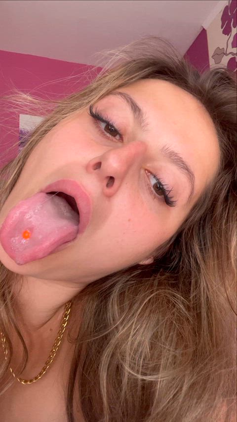 onlyfans saliva teen tongue tongue piercing clip