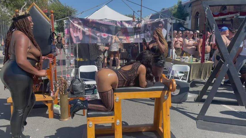 Ebony spanked in public Folsom street fair 2022
