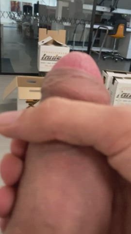 cock jerk off public work clip