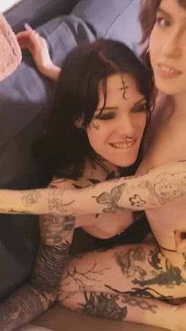 Alt Emo Kiss Kissing Lesbian Lesbians Sensual Tattoo clip