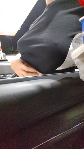 Making sure you refill on tits at the gas station!