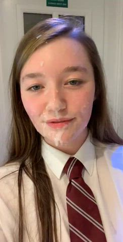 british brunette cum facial schoolgirl clip