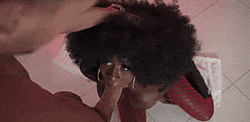 Afro Blowjob Ebony Fishnet clip