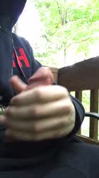Stroking my dick out on the deck