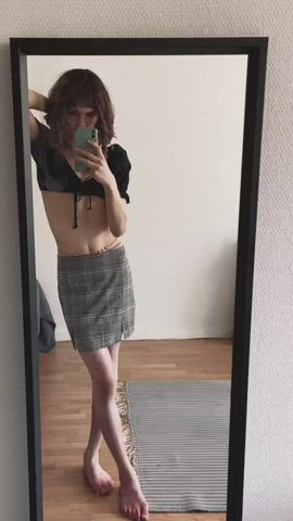 femboy long hair sissy skinny skirt tease trans clip