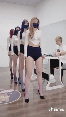 group high heels pantyhose sensual shorts teasing teens thighs twerking clip