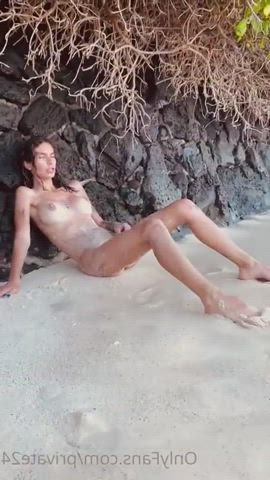 beach girl dick masturbating naked solo tattoo tits trans trans woman clip