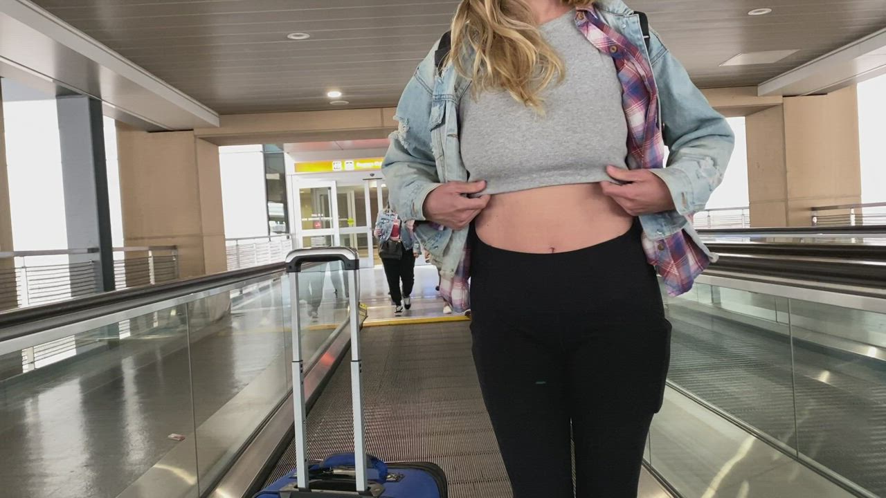 Flashing in a busy airport