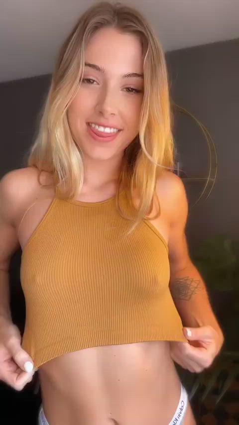 blonde small tits titty drop clip