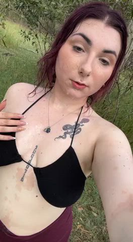 My cum covered face in the woods as promised [F]