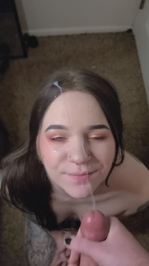 blue eyes cum cum in mouth cumshot facial gag reflex gagged goth milf mom clip