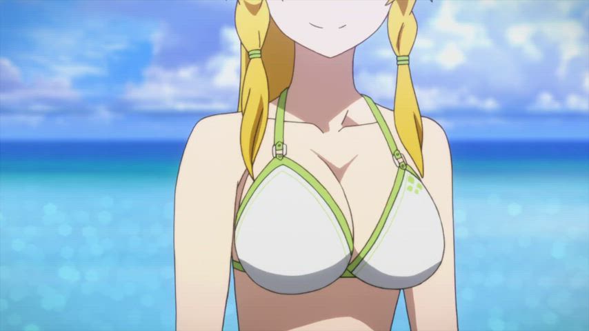 anime big tits bikini blonde ponytail clip