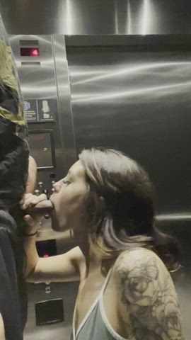 Elevator BJs are usually fun but it has its ups and downs [gif]
