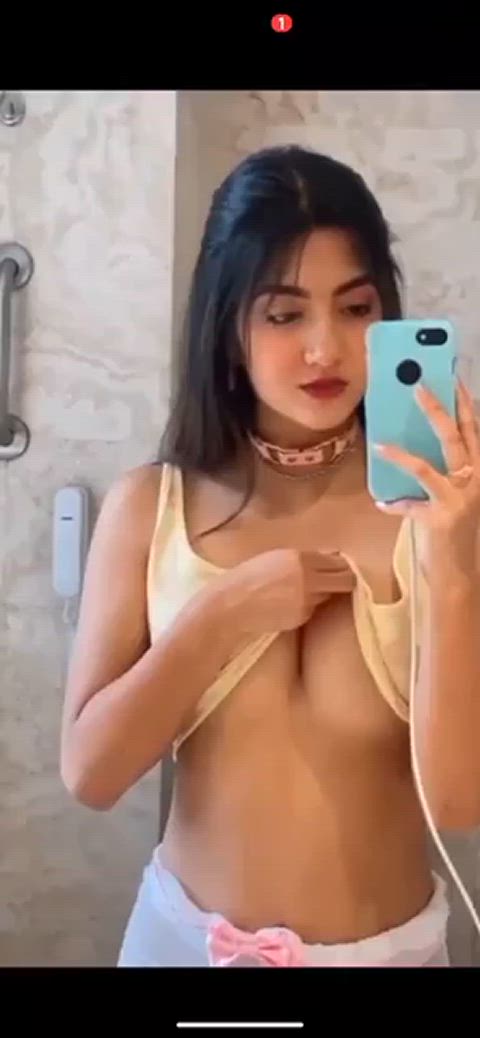 cute mirror nipples punjabi selfie clip