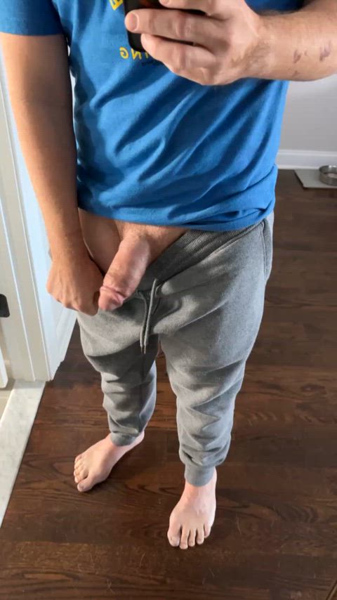 6.5” thick dick in grey sweats