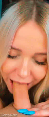 Blonde Blowjob Blue Eyes Cam Camgirl Eye Contact POV Sucking Webcam clip