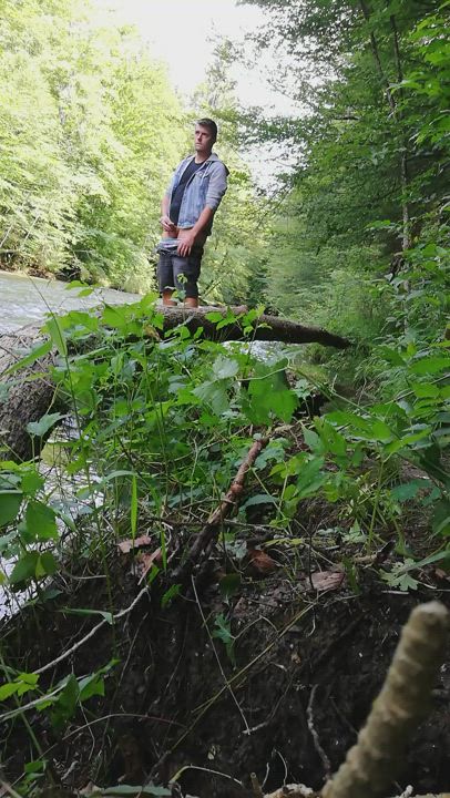 Dick out and pissing into the river right on a public, well visited trail :p