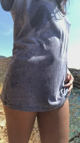Amateur Bikini Flashing Legs NSFW Outdoor Public Selfie T-Shirt clip