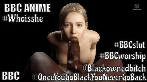animation anime bbc blonde blowjob blue eyes eye contact interracial white girl clip