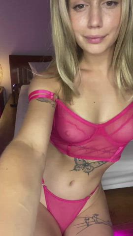 blonde boobs lingerie onlyfans pink teen clip