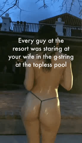 bikini caption cuckold pool clip