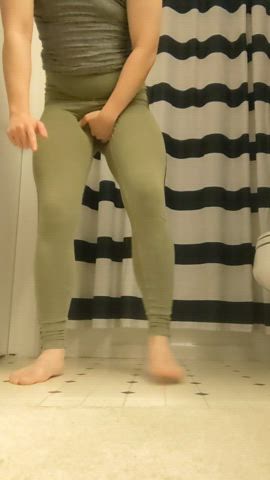 green leggings wet