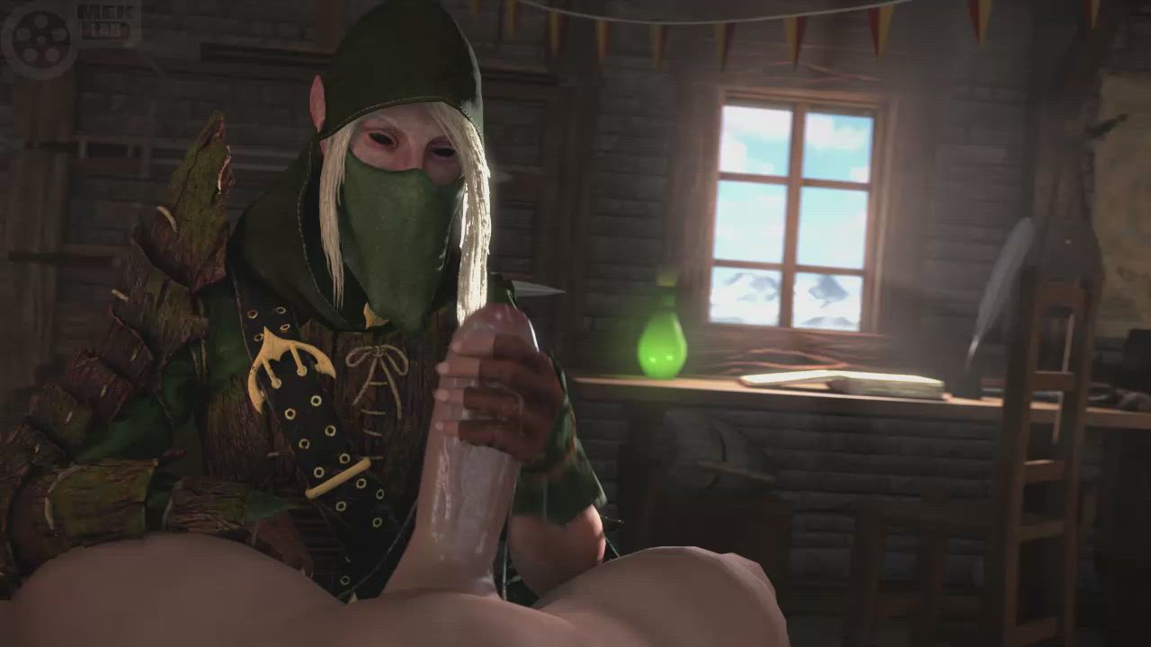 3D Animation Elf Handjob Mask clip