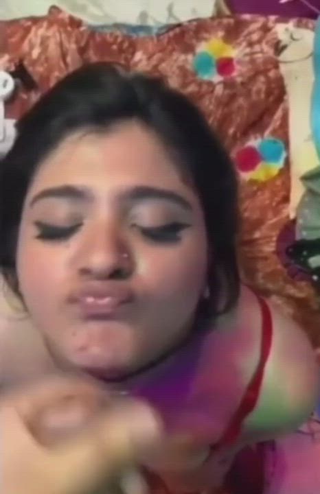 Desi wild bhabhi likes taking cum on her face. (F)