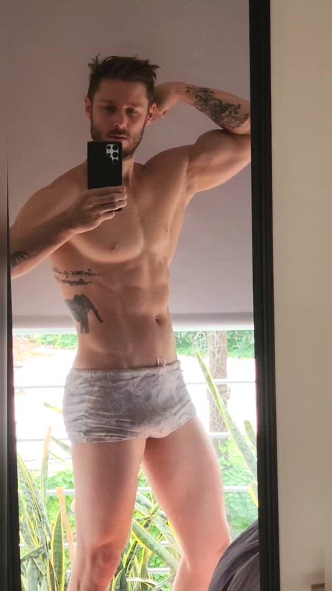 abs boyfriend fitness horny male masturbation model muscles stripper underwear flexing