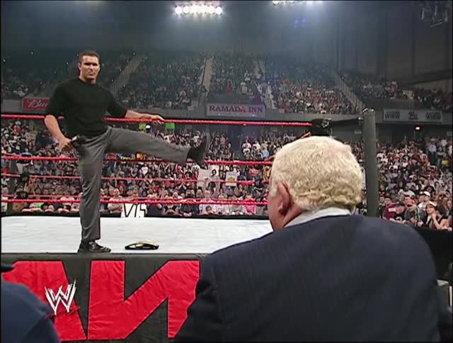 Randy Orton & Harley Race showing respect to each other at Raw in 2004