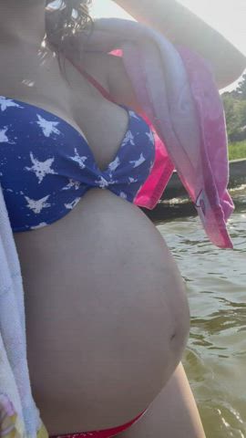 In my bikini while pregnant!☺️