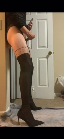 crossdressing dildo heels high heels masturbating sissy stockings clip